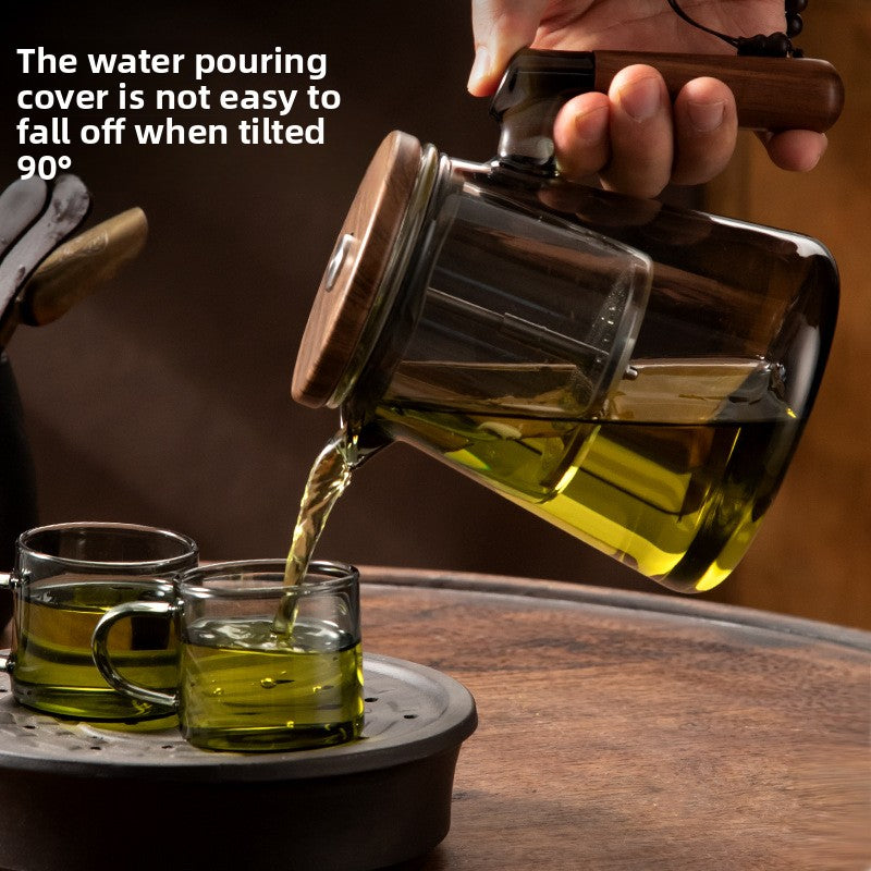 Walnut Pressed Glass Teapot with Tea Separation