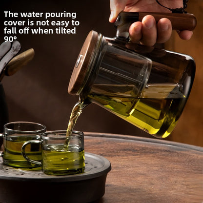 Walnut Pressed Glass Teapot with Tea Separation