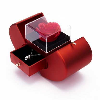 Eternal Flower Christmas Jewelry Gift Box with Necklace