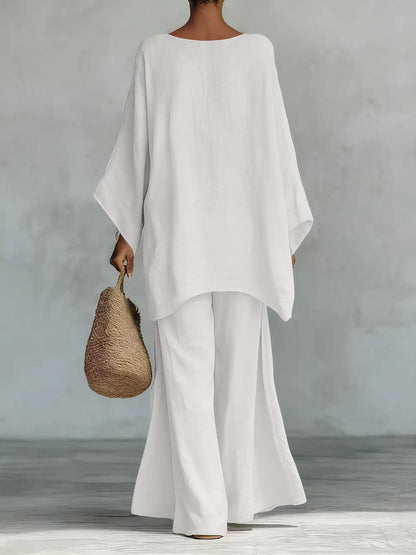 Old Man Qian's linen and cotton blended shirt
