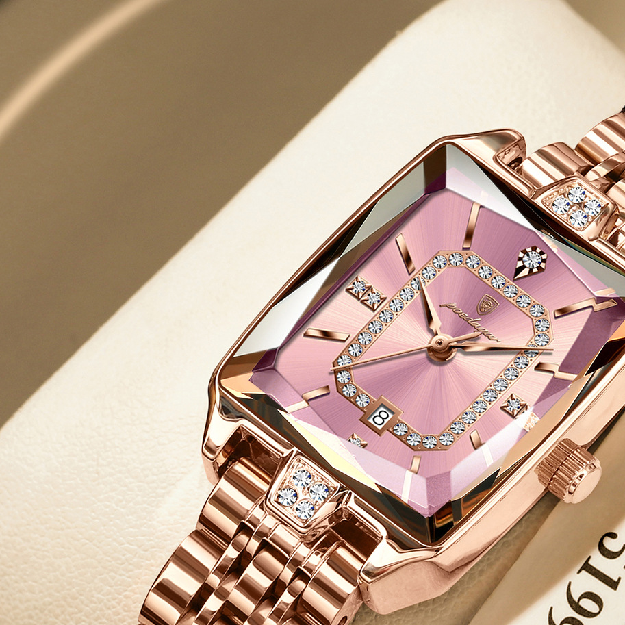 Women's Rectangular Stainless Steel Quartz Watch