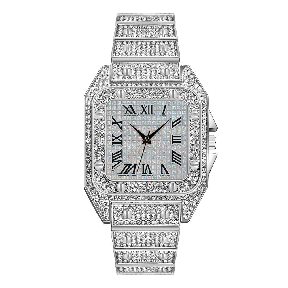 Hip Hop Quartz Watch Set with Bracelet and Necklace