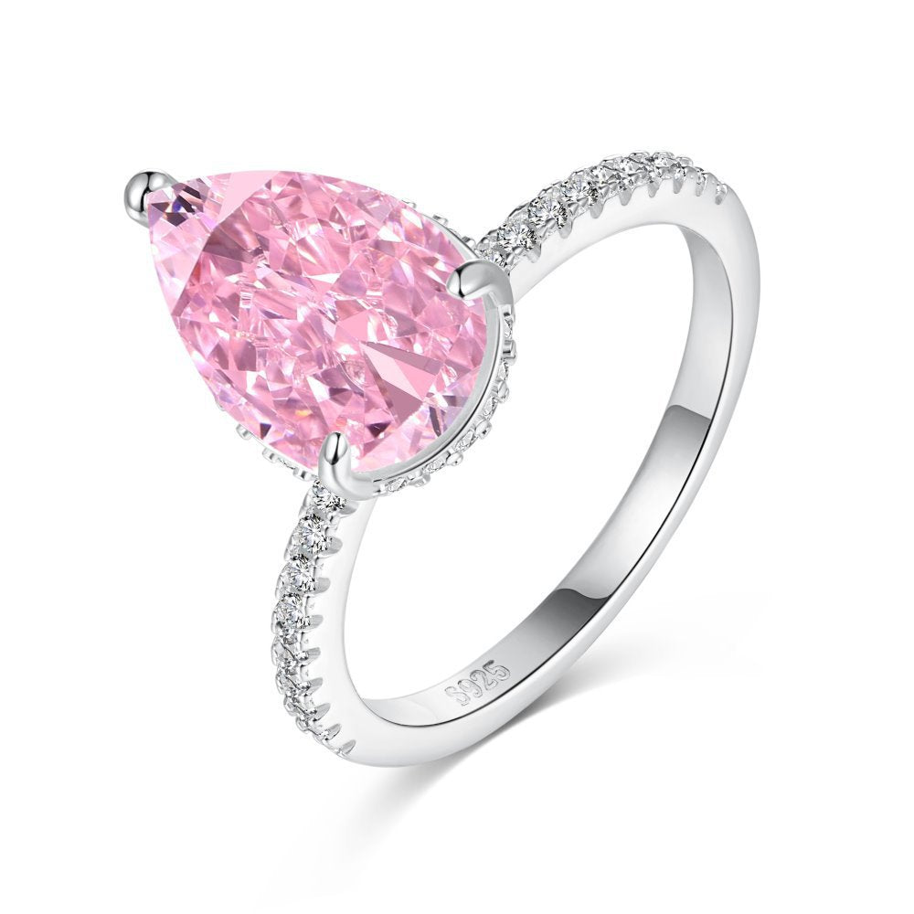 S925 Sterling Silver Water Drop Ice Flower Cut Ring