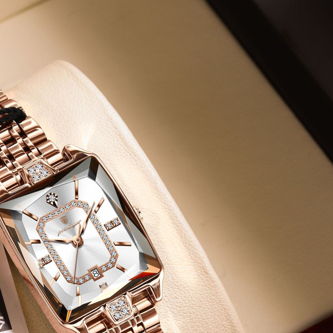 Women's Rectangular Stainless Steel Quartz Watch