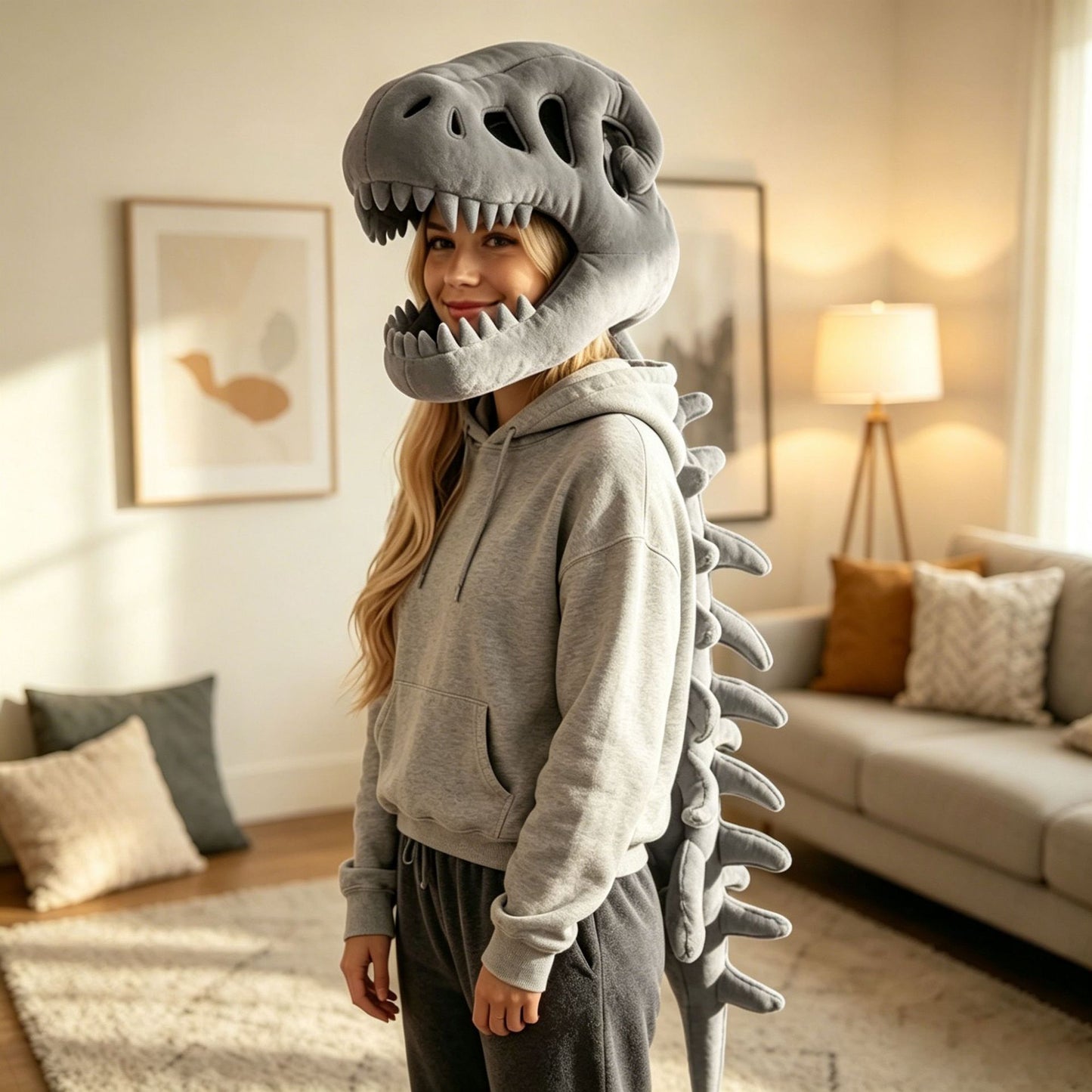 Dinosaur skeleton plush cap funny costume gift