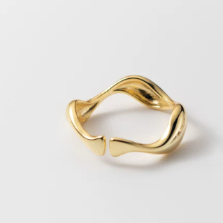 S925 Wave Pattern Adjustable Silver Ring
