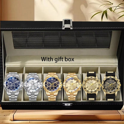 Men's Steel Strap Quartz Watch Set